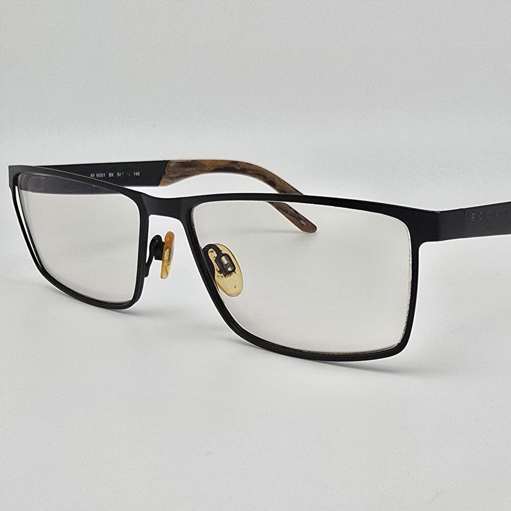 Alberto Romani AR6001 Black Woodgrain Eyeglasses Frame 56-15-140